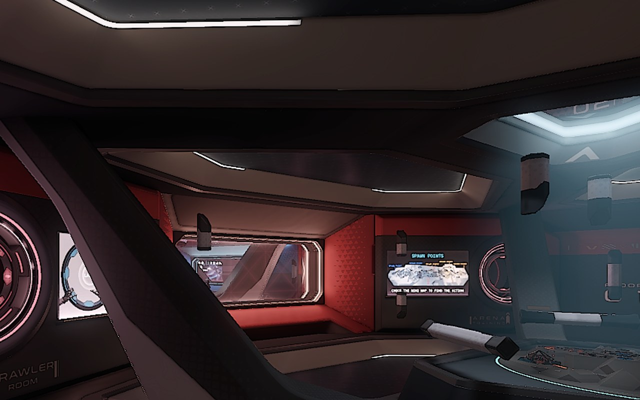 Lobby: a round door at the end of a hall. on PC