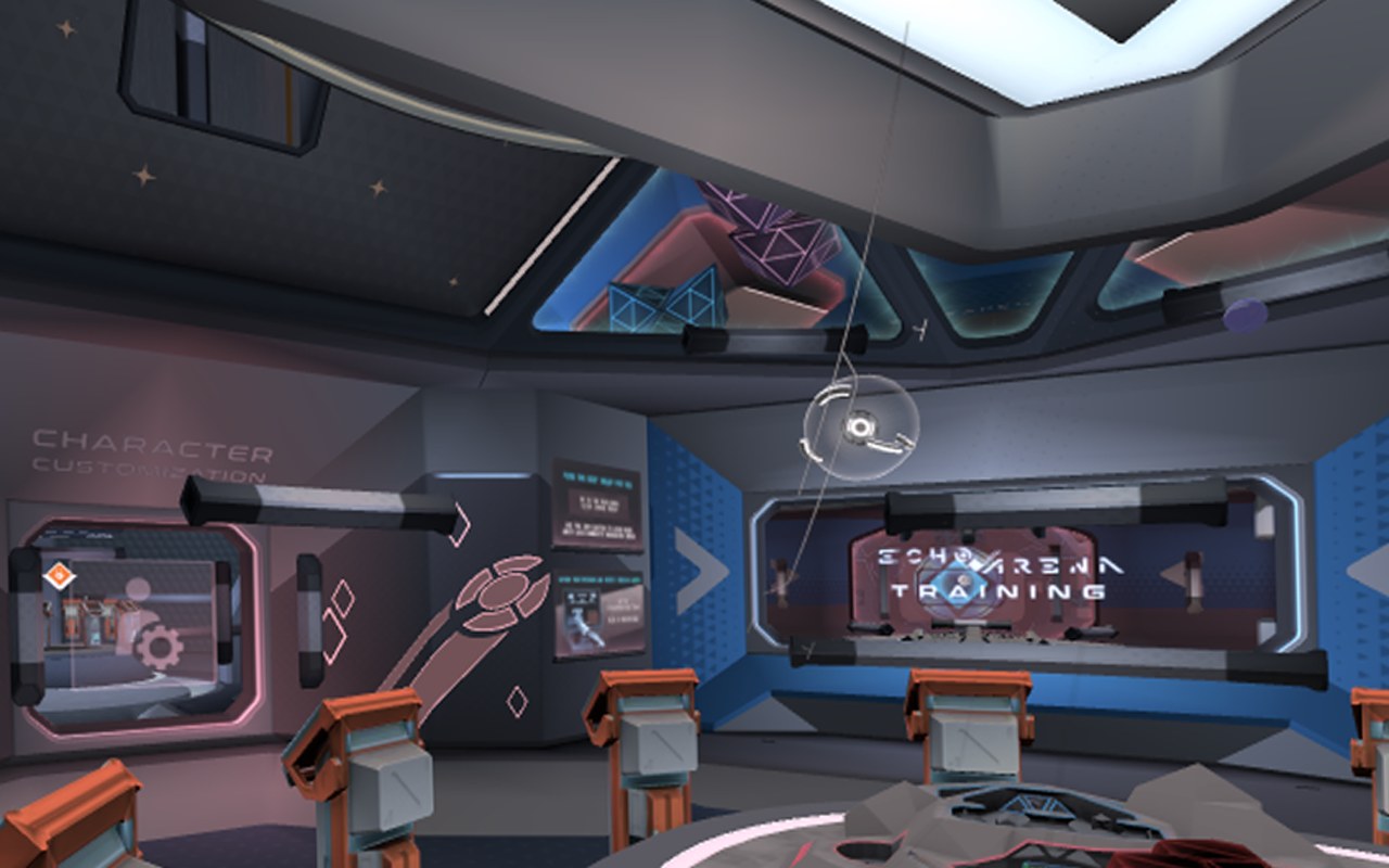 Lobby: the hub from the side. on Quest 3