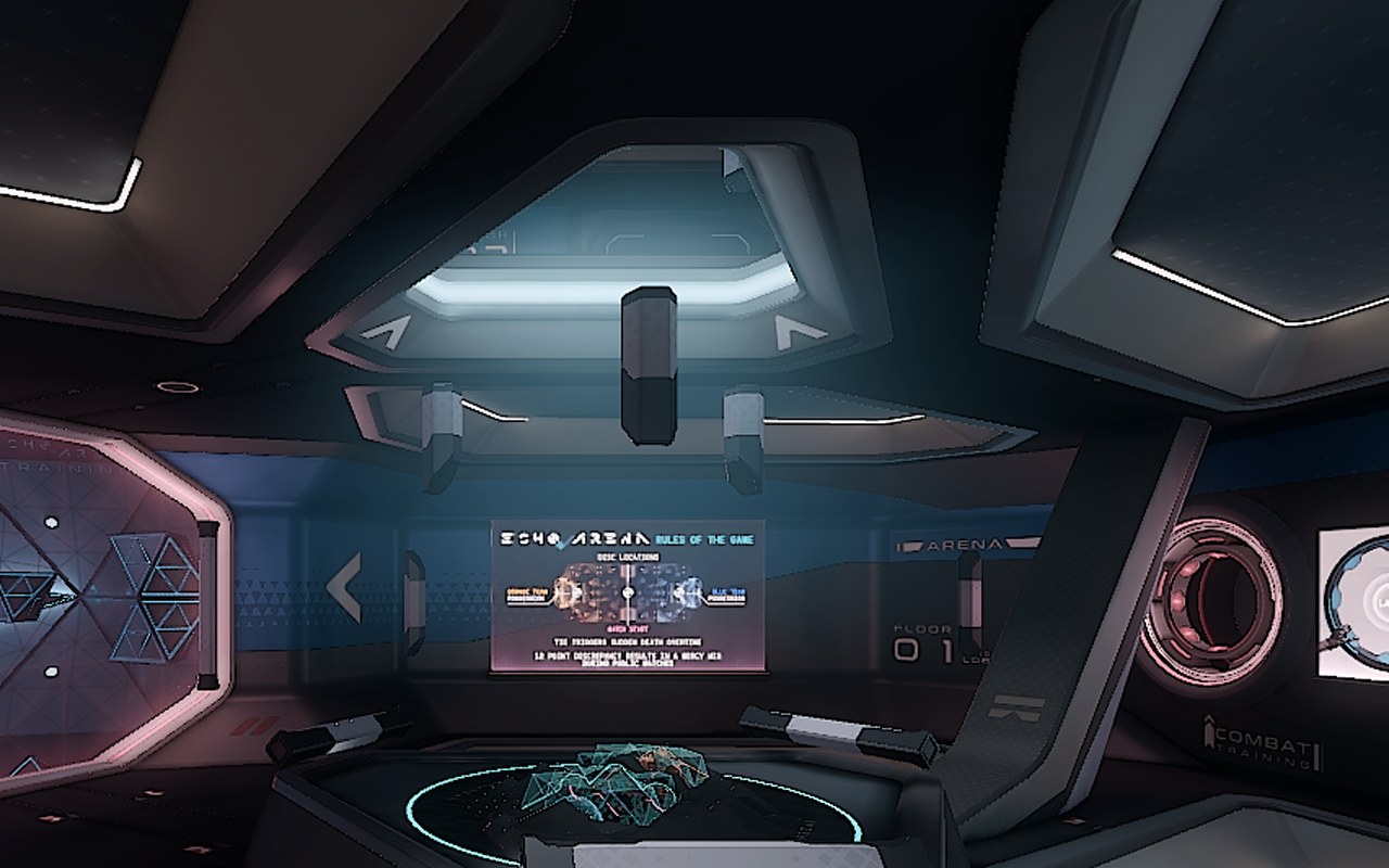 Lobby: a blue room with lights. on PC