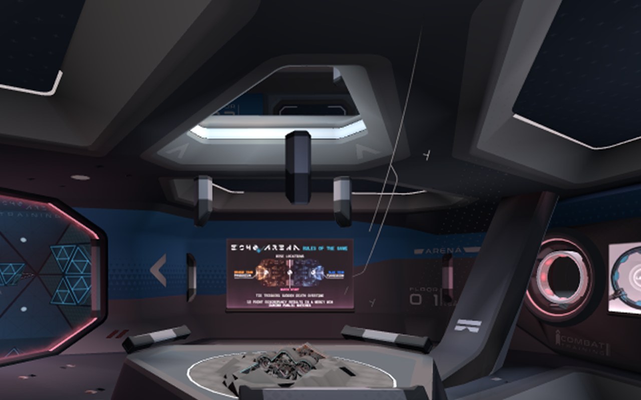 Lobby: a blue room with lights. on Quest 3